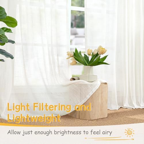 YoungsTex Linen Semi Sheer Curtains 54 Inch Length - Image 3