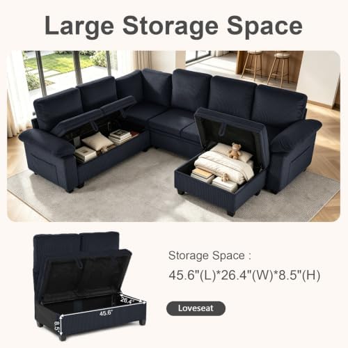 108''Modular Sectional Sleeper Sofa, L Shape Pull Out Sofa Bed - Image 4