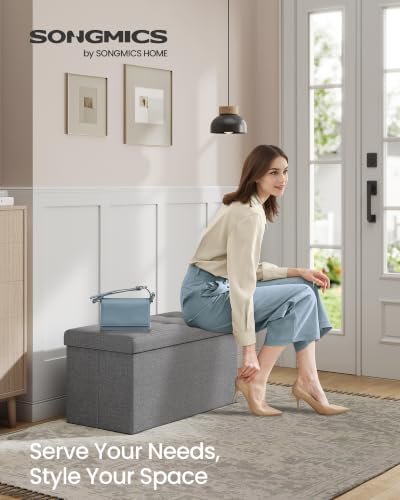 SONGMICS 30 Inches Folding Storage Ottoman Bench, Load 660 lb - Image 4