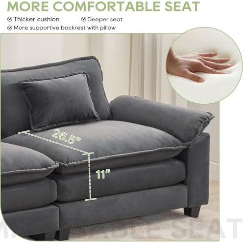 Oprisen 2 Pieces Cloud Couch Set, Upholstered Comfy Modular Sectional Sofa Deep - Image 5