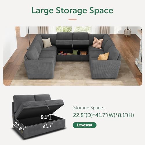 HONBAY 111'' Modular Sectional Sleeper Sofa - Image 5