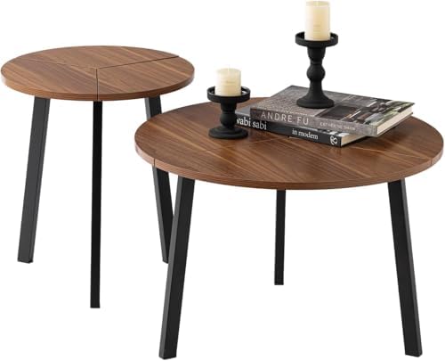 COSIEST Small Coffee Table Set of 2, Round Coffee Table - Image 3