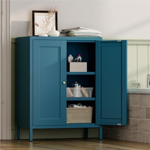 YAUWOH Metal Bathroom Storage Cabinet, Bathroom Floor Storage Cabinet - Image 2