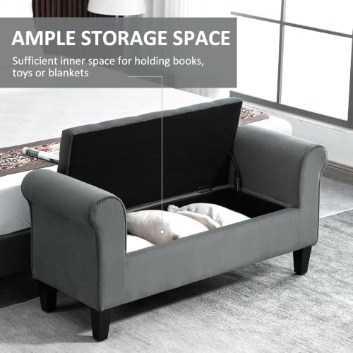 HOMCOM Button-Tufted Storage Ottoman Bench - Image 5