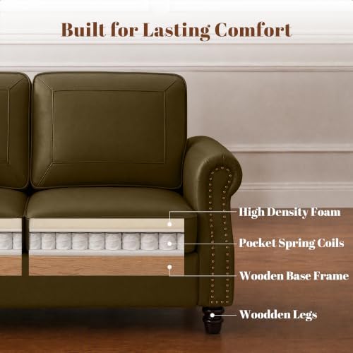 Kingfun Faux Leather 3 Seater Sofa - Image 6