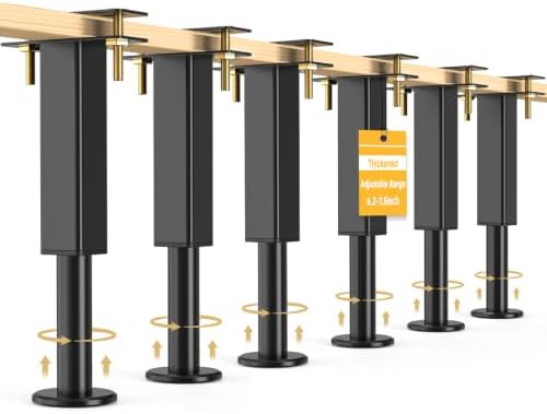 6 PCS Adjustable Height Bed Support Legs, 6.2-7.5 in Metal Bed Risers by NESAPTO