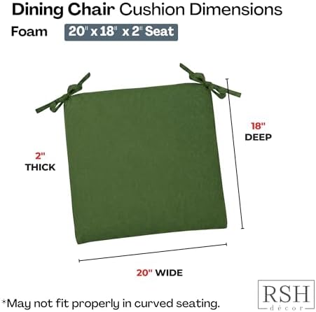 RSH DECOR: Outdura Foam Chair Cushions Set of 2 | 20" x 18" x 2" | All-Weather - Image 3