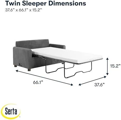 Serta® Darnold 53.5" Pull-Out Sleeper Loveseat, Twin Size, Dreamcoil® Comfort - Image 5