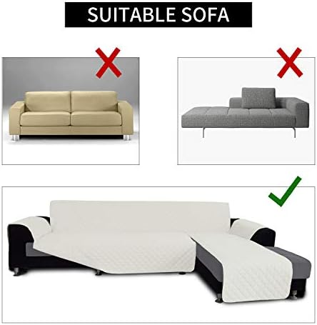 Easy-Going Reversible L-Shape Sectional Couch Cover, Ivory/Ivory - Image 3