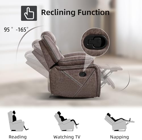 EBELLO Manual Recliner Sofa Set, Faux Leather Reclining Living Room Furniture - Image 6