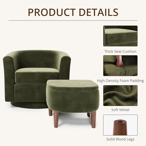 360° Swivel Accent Chair with Storage Ottoman - Image 6