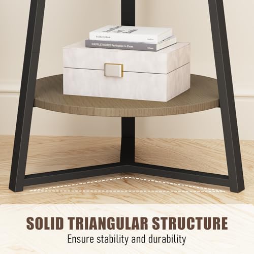Gadroad Round End Table with Storage Shelf, 2 Tier Farmhouse Side Table - Image 6