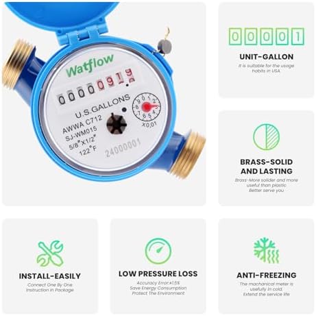 DN15 Water Meter 1/2" NPT, AWWA C712 Certification Gallon Water Flow Meter - Image 3