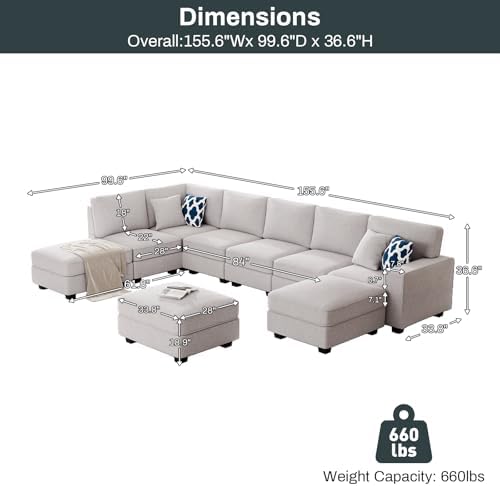 Legend Vansen Oversized Modular Sectional Sofa, U/L‑Shaped Reversible Couch - Image 3