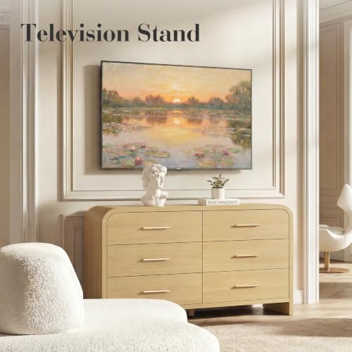 Curved 6-Drawer Dresser for Bedroom, Vanity Desk TV Stand for Living Room - Image 5