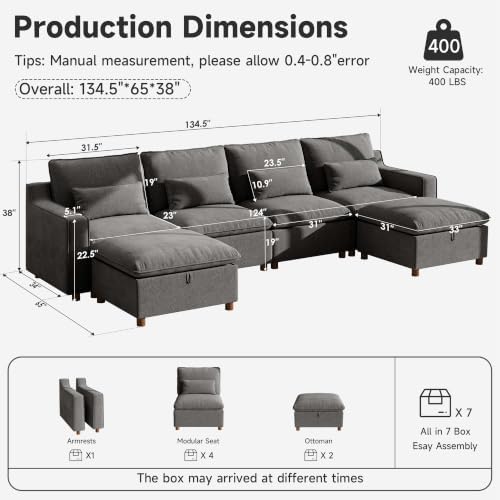 Ihanherry 134" Modular Sectional Sofa - Image 2
