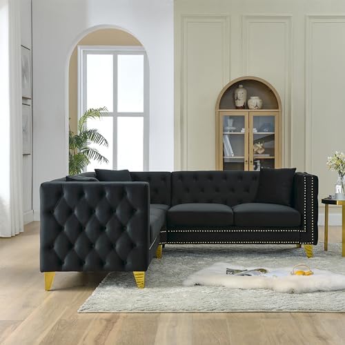 mikibama Velvet Modular Sectional Sofa, Modern L-Shaped Sofa Couch - Image 4