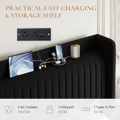 SHA CERLIN Queen Size Velvet Bed Frame - Image 4