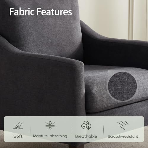 VKNOW Accent Chairs Set of 2, Modern Upholstered Armchairs, Dark Grey - Image 4