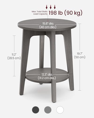VASAGLE Round Side Table with Lower Shelf, End Table - Image 3