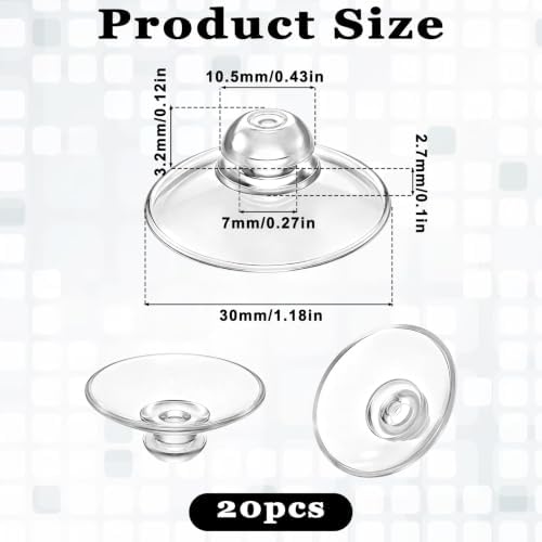 20 Pack 30mm/1.2" Clear Small Suction Cups - Image 2