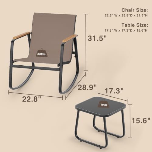 Ahomly 3-Piece Outdoor Rocking Bistro Set, Patio Furniture Set - Image 6