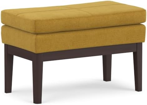 SIMPLIHOME Carlson 27" Wide Woven Fabric Rectangle Ottoman in Marigold by SimpliHome