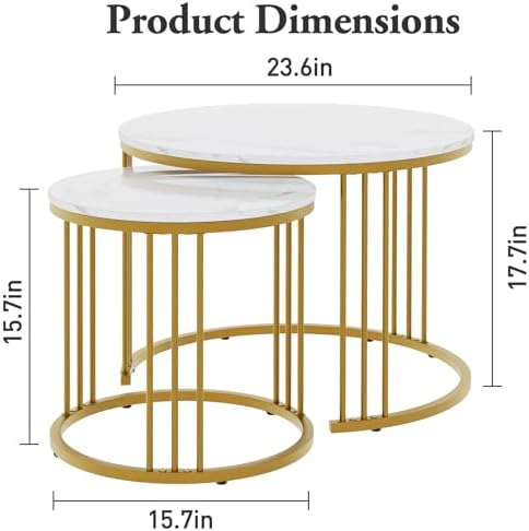 Garden 4 you Coffee Table Faux Marble Nesting Table - Image 3