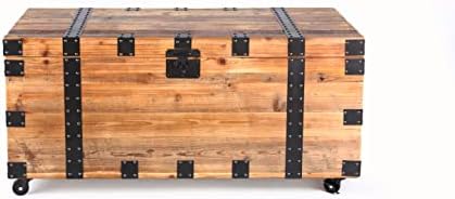NewCosmos 41" Reclaimed Fir Wood Storage Trunk Coffee Table - Image 2