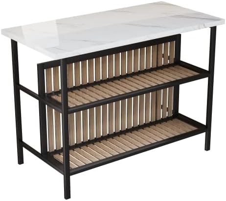 AWQM Kitchen Island with Seating & Storage, Bar Table and Chair Set - Image 4