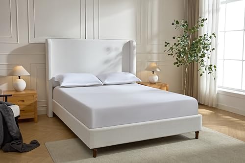 Upholstered Bed Frame King Size, Cream White - Image 3