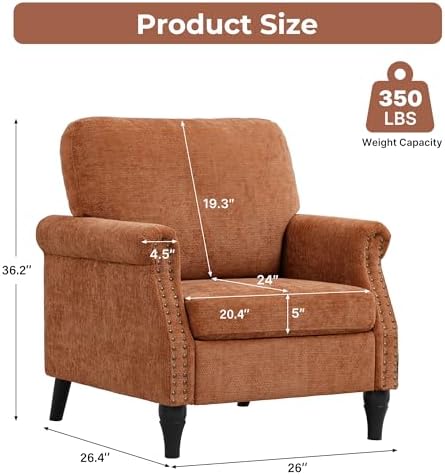 Accent Chair for Living Room, Modern Mid Century Reading Chair Armchair High - Image 2
