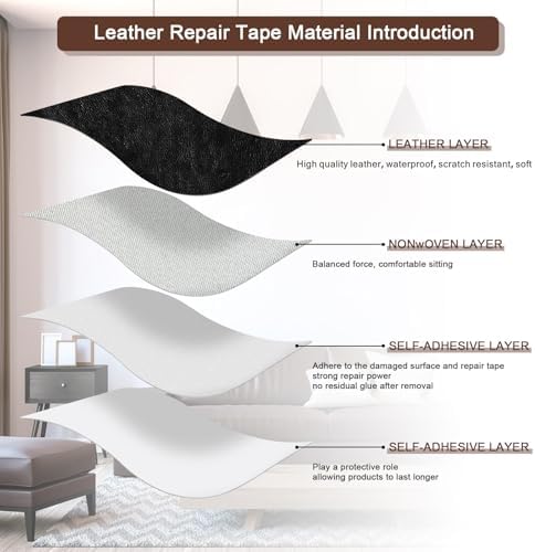 JDLUGH Sofa Leather Repair Patch Tape, 8.2x11 Inch - Image 6