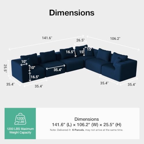 Novilla 141" Modular Sectional Sofa, L Shape Plush Sectional Couch, Modern - Image 2