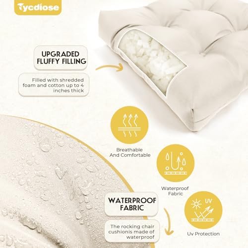 All Weather Outdoor Wicker Chair Cushions of 3 Pieces, Waterproof Outdoor - Image 4