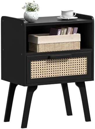Lerliuo Rattan Nightstand, Bedside Table by Lerliuo