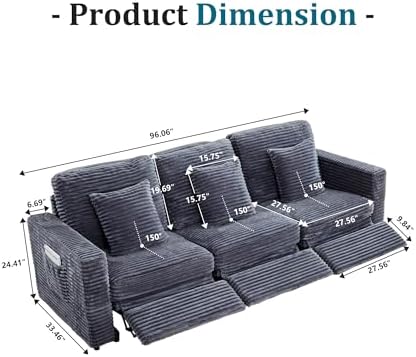 Power Reclining Sectional Sofa, Electric 3 Seat Recliner - Image 2