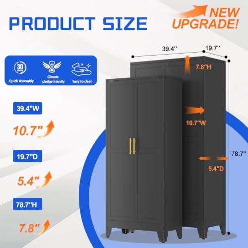 GAIOUS 79" Tall New Update Kitchen Pantry Cabinet, Metal Storage Cabinet - Image 2