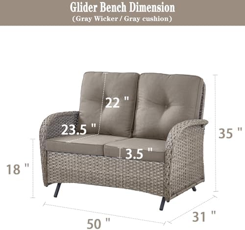 Belord Outdoor Glider Bench Patio Loveseat - Image 2