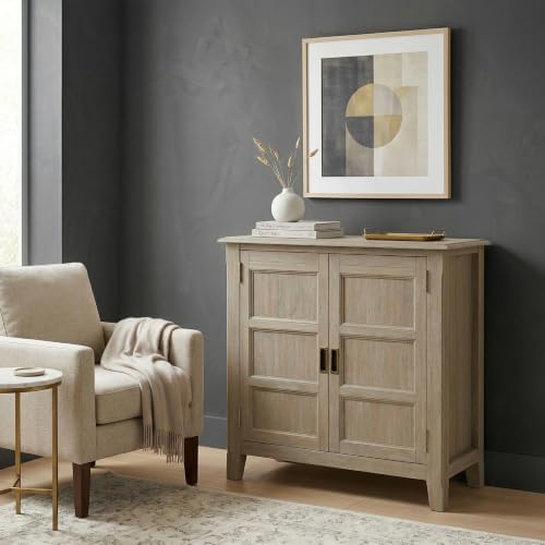 SIMPLIHOME Burlington 30" Wide Solid Wood Cabinet in Distressed Grey - Image 4