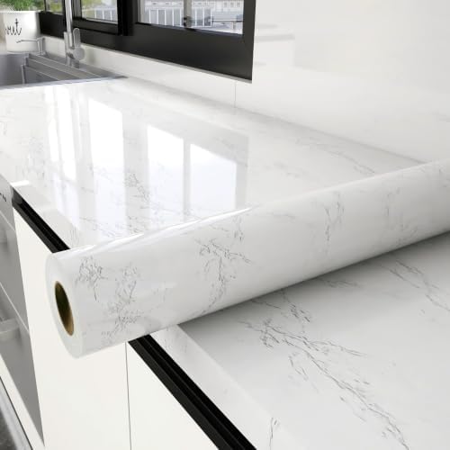 Glossy White Marble Contact Paper by YUN-aeonPeelandStickWall