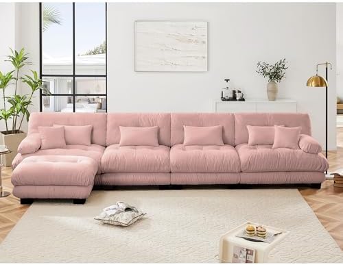 Modular Sectional Sofa for Living Room, Oversized 4 Seater Pink Sectional - Image 3