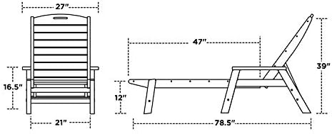 POLYWOOD NCC2280MA-P Nautical Arms Chaise - Image 3