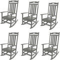 Outdoor Rocking Chair Set of 6, All-Weather Resistant Poly Lumber Rocker Chair by Adiromoti