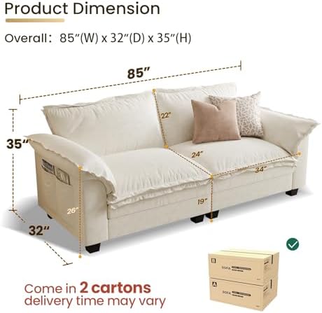 KKL 89 Inch Modular Sectional Sofa, 2 Seater Loveseat Cloud Couch - Image 2