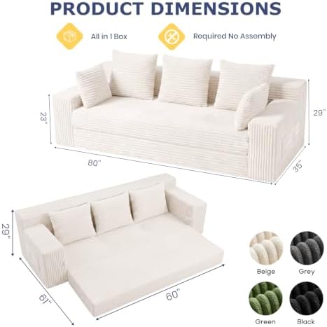 cidludto Convertible Sofa Bed, Folding Sofa Chair - Image 2