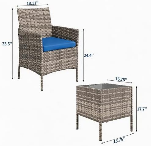 GAOMON 3-Piece Patio Conversation Bistro Set - Image 2
