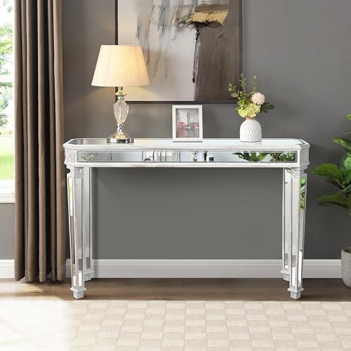 Silver Mirrored Console Table, Modern Luxury Mirror Furniture - Image 5