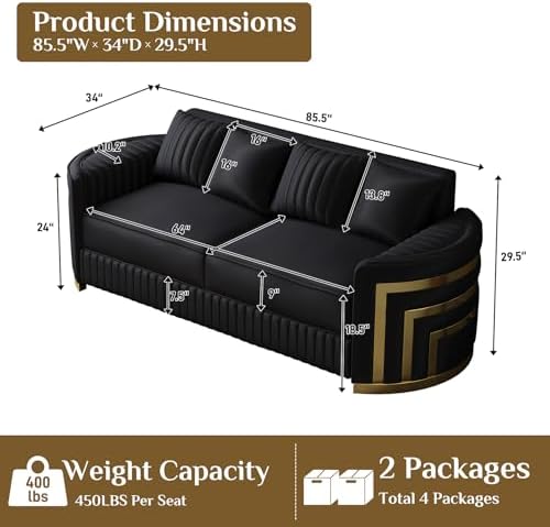DAMAIFROM Mid Century Modern Chesterfield Sofa Couch, 3 Seat Tufted Sofas - Image 2