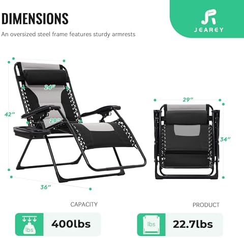 JEAREY Zero Gravity Chair, Oversized Padded Recliner - Image 3